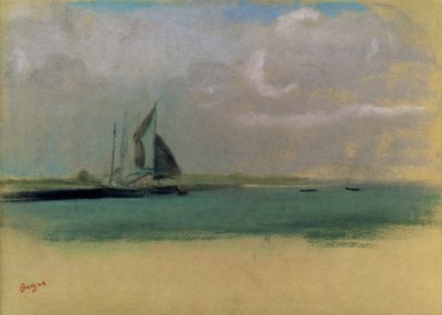 Fischerboote im Hafen vertäut, ca. 1869 (Pastell auf Papier) von Edgar Degas